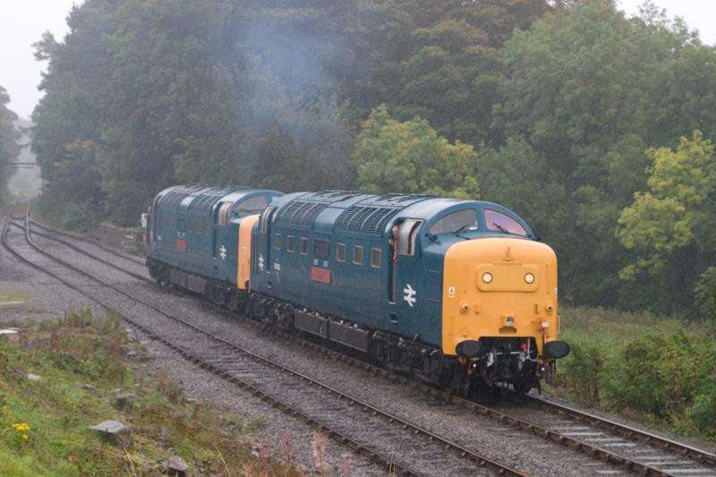 Photo of 55002 + 55019 run round at Redmire