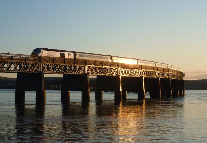 Photo of EMT HST sunset Tay Bridge