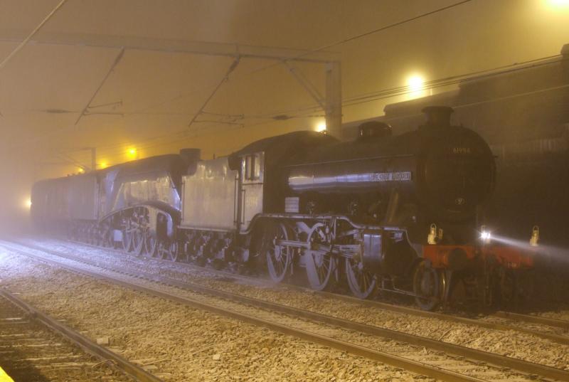 Photo of a foggy carstairs with 2 kettles