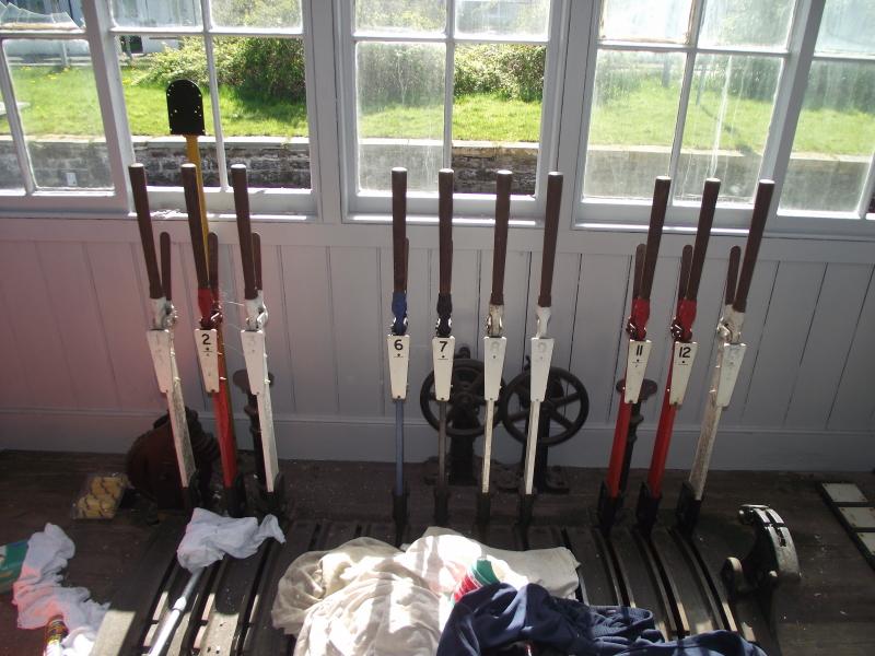 Photo of Nairn East signal box frame.