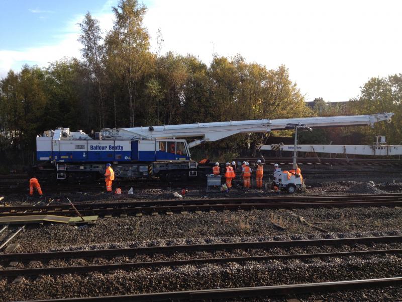 Photo of Kirow crane in action at Stirling North