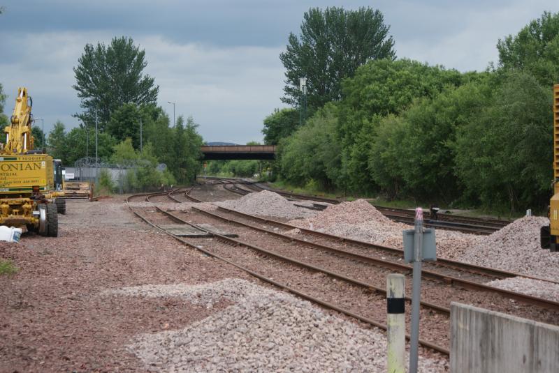 Photo of The view south from behind the fence at the Forthside temporary link road 16.06.13