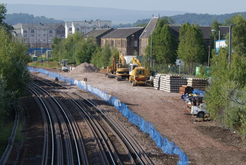 Photo of The former Stirling Engineer's Sidings from Kerse Road Bridge 21.07.13.