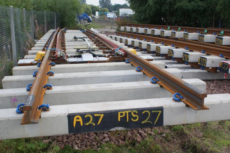 Photo of No 27 points components lie ready to be installed at Stirling