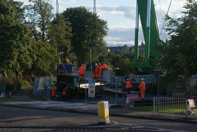 Photo of Preparing the southbound new Causewayhead bridge deck for lifting onto its temporary home