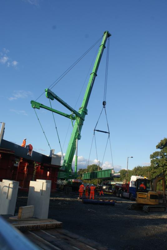 Photo of Causewayhead bridge's new southbound deck being lifted