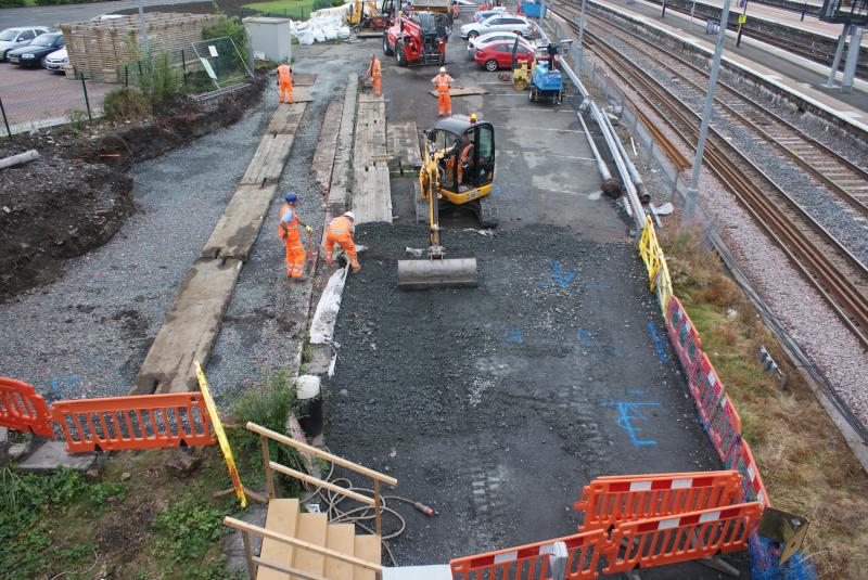 Photo of Prep works for relocating the 450tonne crane to the Riverside side of the tracks.