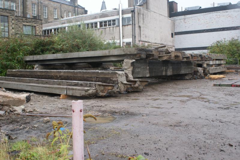 Photo of The remains of Spans 1, 2 and 3 of Shore Road's deck await recycling