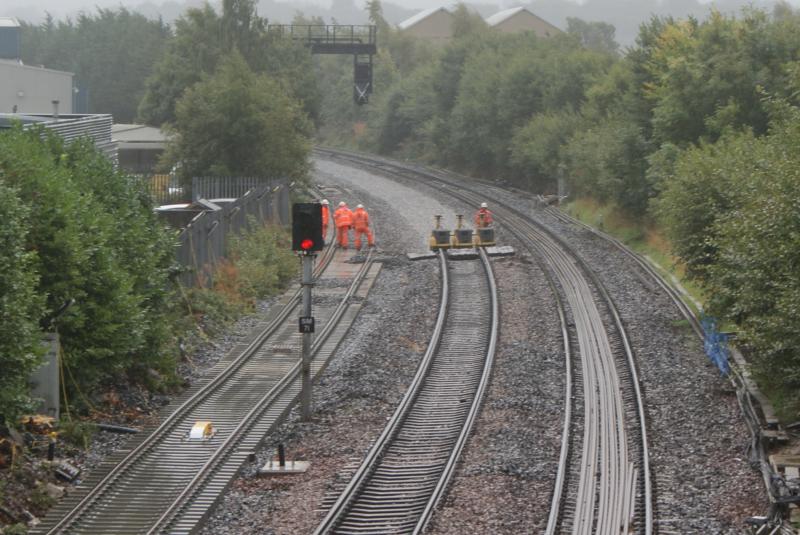 Photo of Track renewal south of Kerse Road on the Up Main 15.09.13