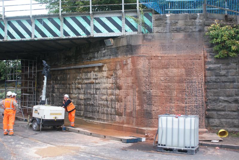 Photo of The saw cut done on the south abutment at Causewayhead Road