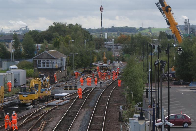 Photo of Another section of No.44 points being lifted into place