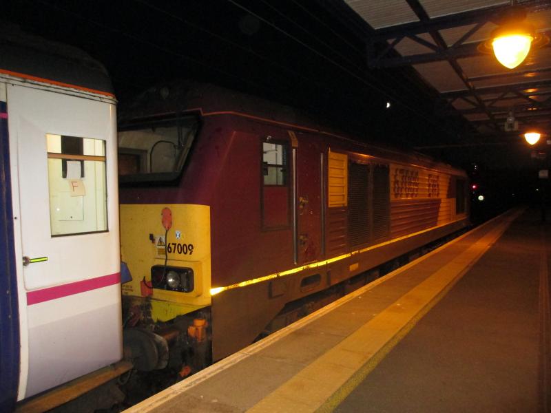 Photo of EWS liveried Class 67#67009 Dumbarton Central 23 June 2015