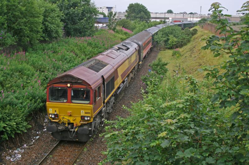 Photo of DBS 66155 on 5Z43 refurbished FGW HST stock to Laira TMD up Mauchline line on 28-07-15.jpg