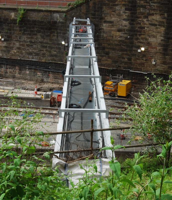 Photo of Signal Cabling being installed in signal Gantry