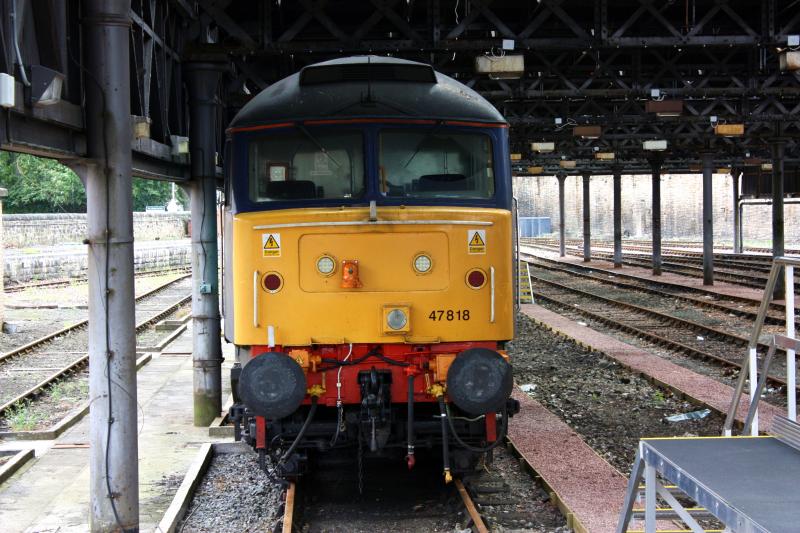 Photo of failed 47818 in the carriage shed at perth